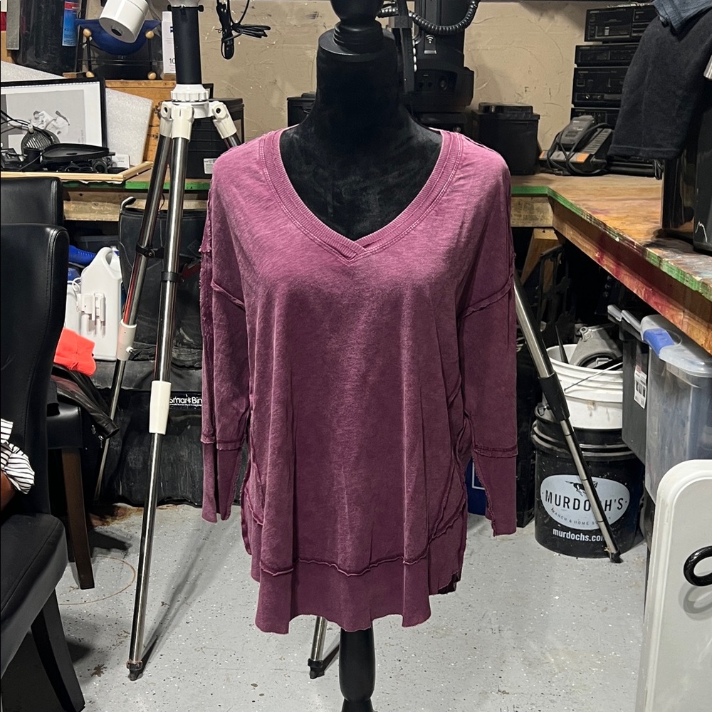 White Crow Purple V-Neck Blouse
